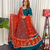 Morpich Lehenga Choli with Peacock Motif Border and Mirror Work