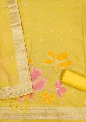 Lemon shimmer zari weaving Readymade Suits with jacquard dupatta 2
