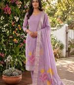 Lavender shimmer zari weaving Readymade Suits  with jacquard dupatta