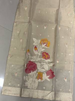 Cream shimmer  zari weaving Readymade Suits with jacquard dupatta 3