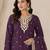 Dark purple colour embroideried work chinon semi stitched palazzo salwar suit
