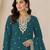 Morpich colour embroideried work chinon semi stitched palazzo salwar suit