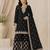 Black colour embroideried work chinon semi stitched palazzo salwar suit