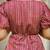 Red & cream striped cotton a-line dress with puff sleeves