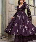 Floral printed muslin v neck anarkali set for women