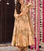 Floral printed muslin v neck anarkali set for women