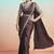 Coffee lustrous satin silk embroidery ready to wear saree