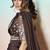 Coffee lustrous satin silk embroidery ready to wear saree
