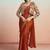 Orange lustrous satin silk embroidery ready to wear saree
