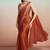 Orange lustrous satin silk embroidery ready to wear saree
