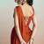 Orange lustrous satin silk embroidery ready to wear saree