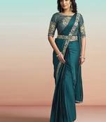 Rama lustrous satin silk embroidery ready to wear saree