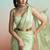 Pista green lustrous satin silk embroidery ready to wear saree