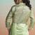 Pista green lustrous satin silk embroidery ready to wear saree