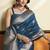 peacock blue soft silk saree with tassels festival wear saree