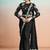 Black lustrous satin silk embroidery ready to wear saree
