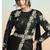 Black lustrous satin silk embroidery ready to wear saree