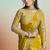 Mustard yellow natural crepe satin embroidery ready to wear saree