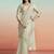 Pearl grey two tone satin silk embroidery ready to wear saree