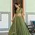 Light Green silk blend Lehenga Choli with Scalloped Dupatta and Waist Belt