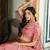 Pastel Peach silk blend Lehenga Choli with Scalloped Dupatta and Waist Belt
