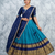 Navy Blue and Teal silk blend Lehenga Choli with Zari Border