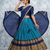 Navy Blue and Teal silk blend Lehenga Choli with Zari Border