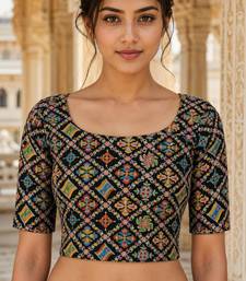 Women unstitched viscose blouse fabric with traditional printed ethnic designer pattern for saree blouse stitching