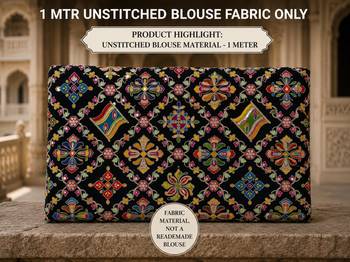 Women unstitched viscose blouse fabric with traditional printed ethnic designer pattern for saree blouse stitching 5