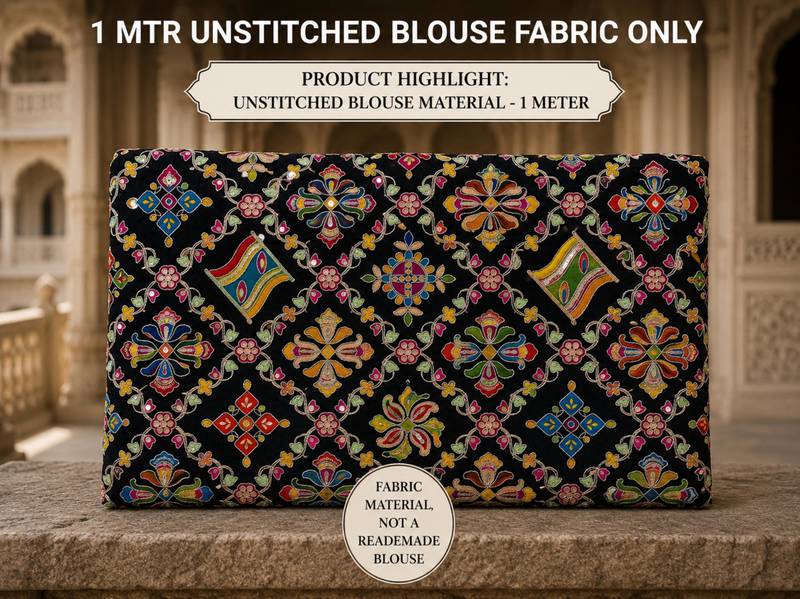 Women unstitched viscose blouse fabric with traditional printed ethnic designer pattern for saree blouse stitching
