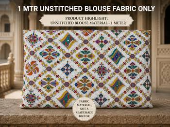 Women unstitched viscose blouse fabric with traditional printed ethnic designer pattern for saree blouse stitching 5