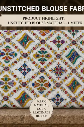 Women unstitched viscose blouse fabric with traditional printed ethnic designer pattern for saree blouse stitching