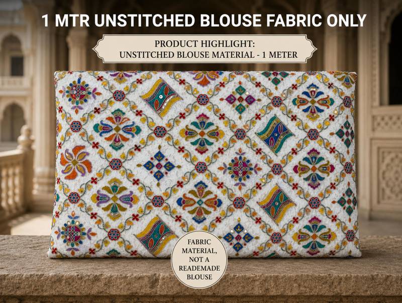 Women unstitched viscose blouse fabric with traditional printed ethnic designer pattern for saree blouse stitching