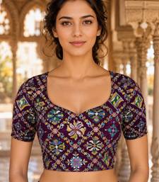 Women unstitched viscose blouse fabric with traditional printed ethnic designer pattern for saree blouse stitching