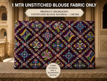 Women unstitched viscose blouse fabric with traditional printed ethnic designer pattern for saree blouse stitching 5