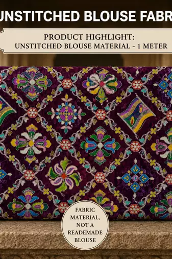 Women unstitched viscose blouse fabric with traditional printed ethnic designer pattern for saree blouse stitching
