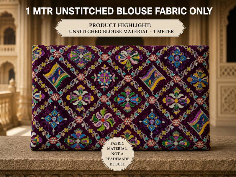 Women unstitched viscose blouse fabric with traditional printed ethnic designer pattern for saree blouse stitching