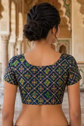 Women unstitched viscose blouse fabric with traditional printed ethnic designer pattern for saree blouse stitching