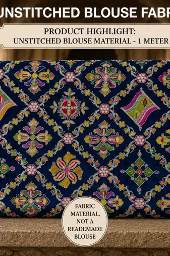 Women unstitched viscose blouse fabric with traditional printed ethnic designer pattern for saree blouse stitching