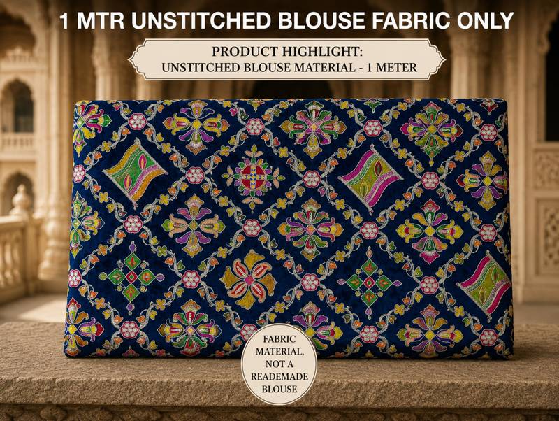 Women unstitched viscose blouse fabric with traditional printed ethnic designer pattern for saree blouse stitching