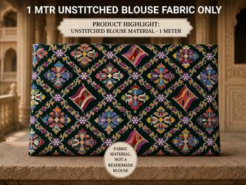 Women unstitched viscose blouse fabric with traditional printed ethnic designer pattern for saree blouse stitching 5