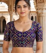 Women unstitched viscose blouse fabric with traditional printed ethnic designer pattern for saree blouse stitching
