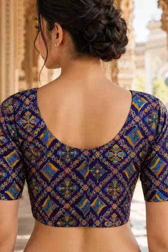 Women unstitched viscose blouse fabric with traditional printed ethnic designer pattern for saree blouse stitching