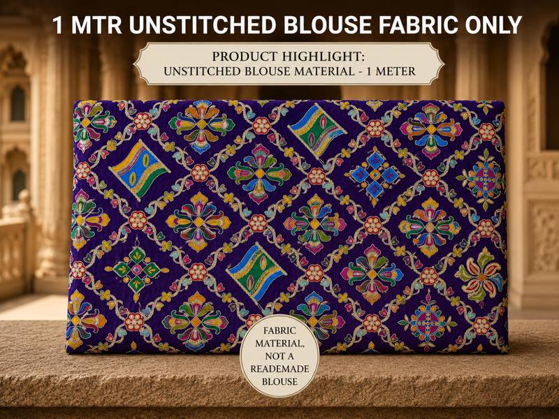 Women unstitched viscose blouse fabric with traditional printed ethnic designer pattern for saree blouse stitching