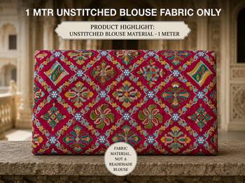 Women unstitched viscose blouse fabric with traditional printed ethnic designer pattern for saree blouse stitching 5