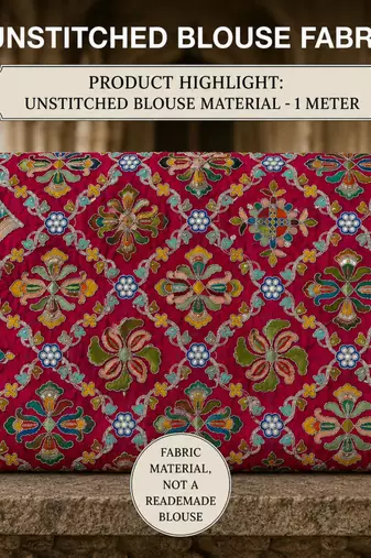 Women unstitched viscose blouse fabric with traditional printed ethnic designer pattern for saree blouse stitching