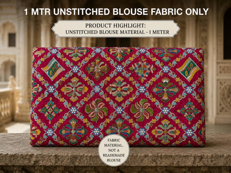 Women unstitched viscose blouse fabric with traditional printed ethnic designer pattern for saree blouse stitching