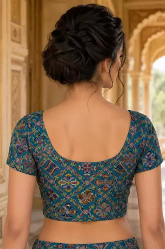 Women unstitched viscose blouse fabric with traditional printed ethnic designer pattern for saree blouse stitching