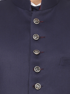 Men solid blue nehru jacket 5