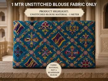 Women unstitched viscose blouse fabric with traditional printed ethnic designer pattern for saree blouse stitching 5